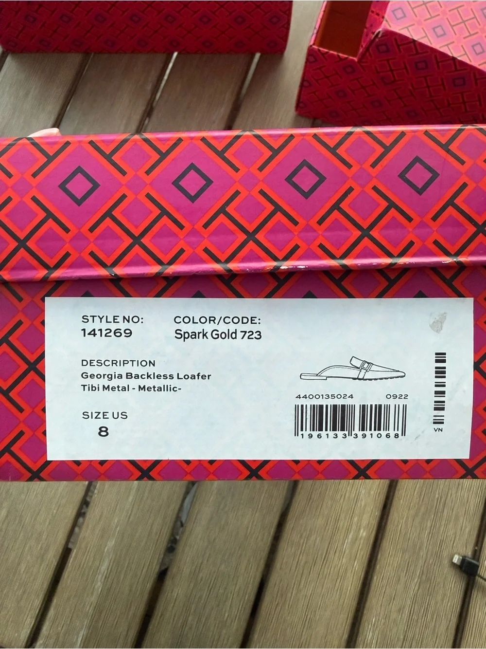 Tory Burch Georgia Backless Loafer Mule Spark Gold Metallic Leather NIB Size 8